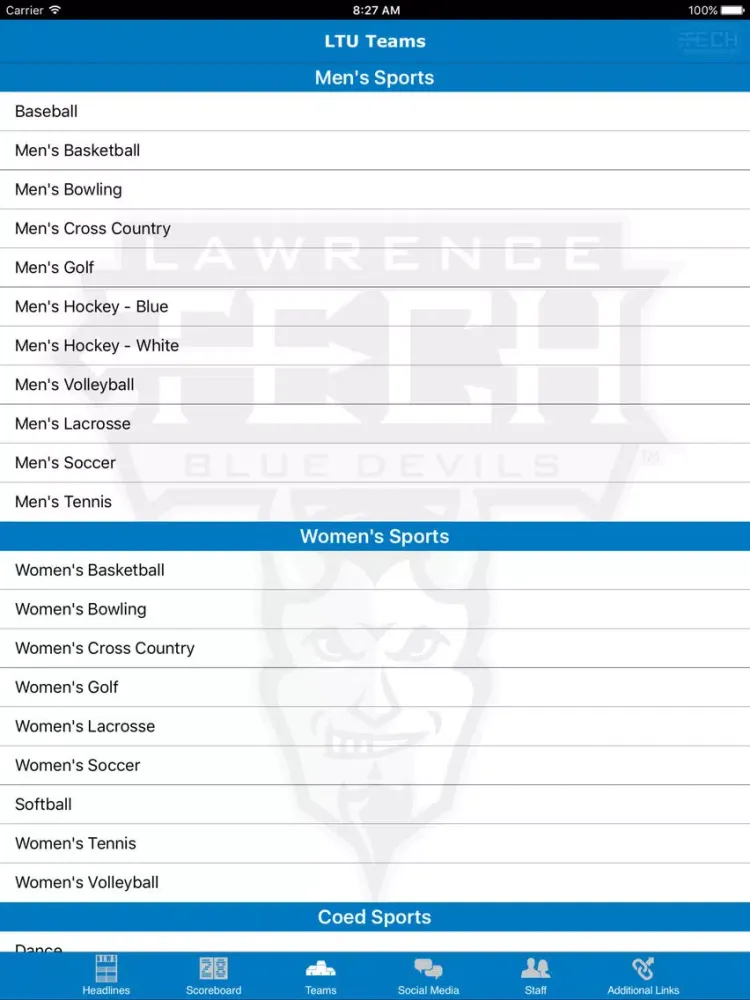 Capturas de pantalla de Lawrence Tech Athletics iPad 