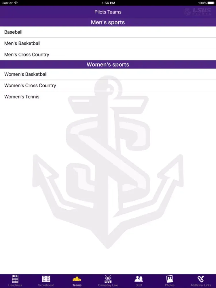 LSU Shreveport Athletics iPad  스크린샷
