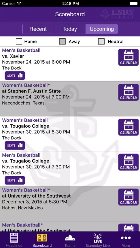 LSU Shreveport Athletics 스크린샷