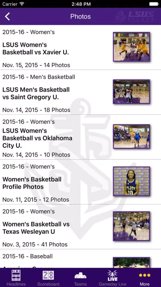 LSU Shreveport Athletics 스크린샷