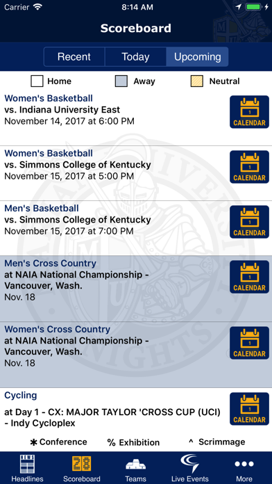 Marian University Athletics سکرین شاٹس