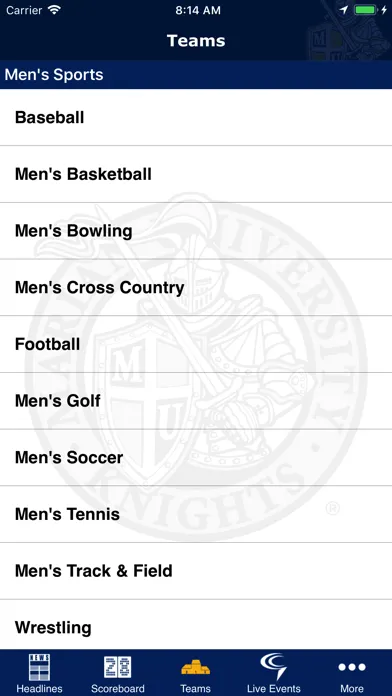 Ảnh chụp màn hình của Marian University Athletics