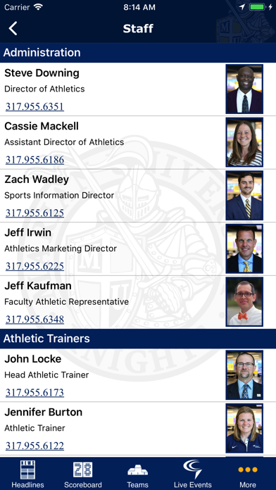 Marian University Athletics سکرین شاٹس