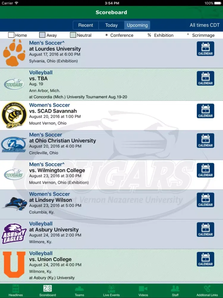 Capturas de pantalla de MVNU Cougars iPad 