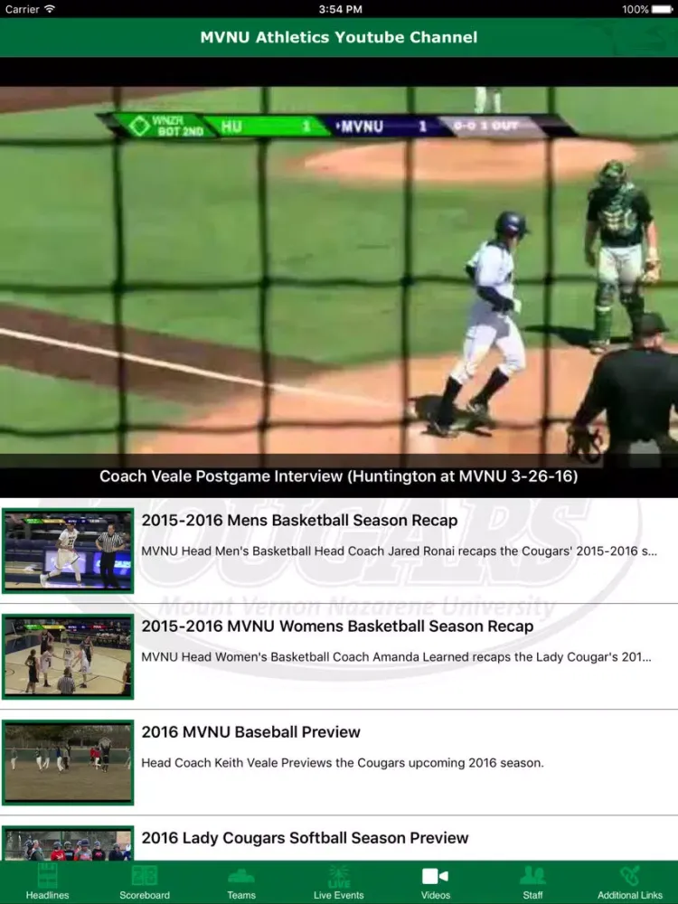 Capturas de pantalla de MVNU Cougars iPad 