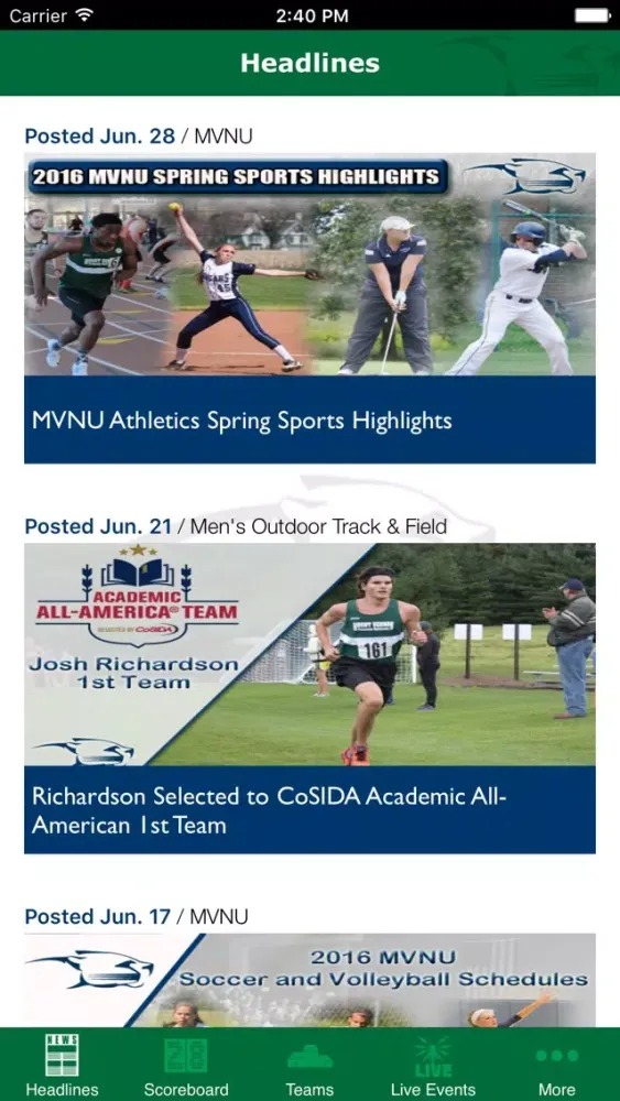 Capturas de pantalla de MVNU Cougars