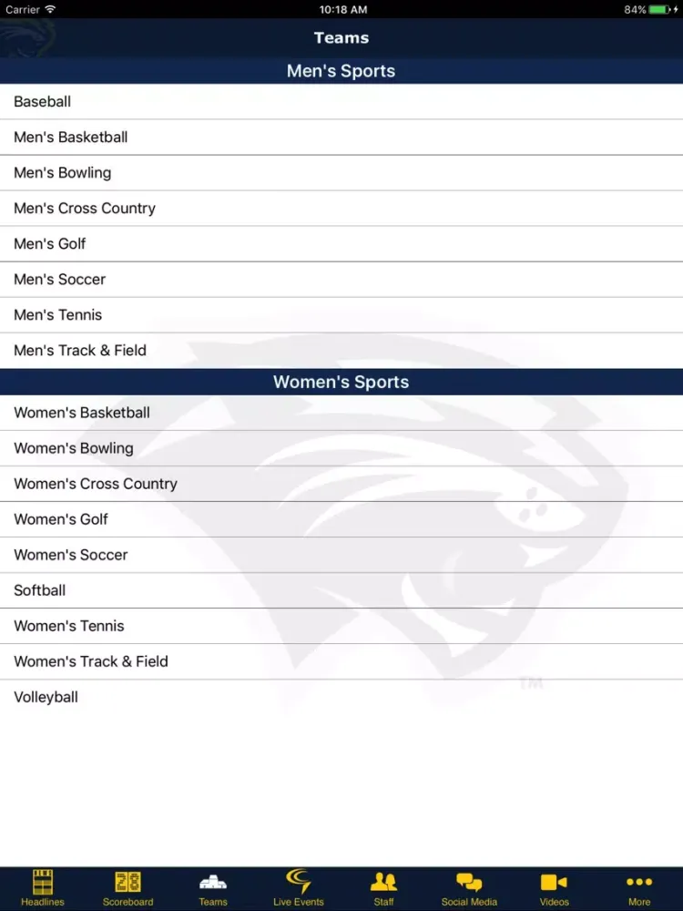 Capturas de pantalla de Spring Arbor University Cougar Athletics iPad 
