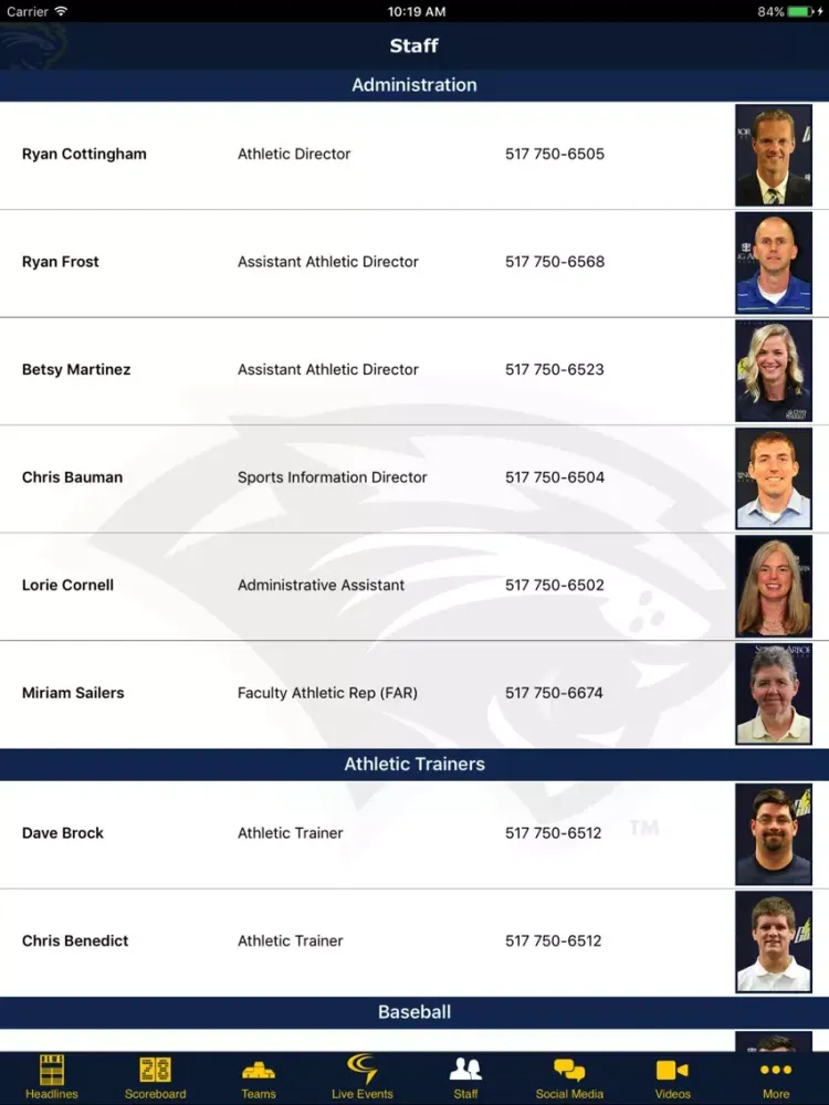 Capturas de pantalla de Spring Arbor University Cougar Athletics iPad 