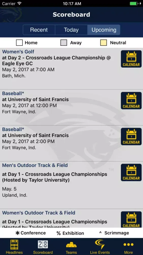 Capturas de pantalla de Spring Arbor University Cougar Athletics