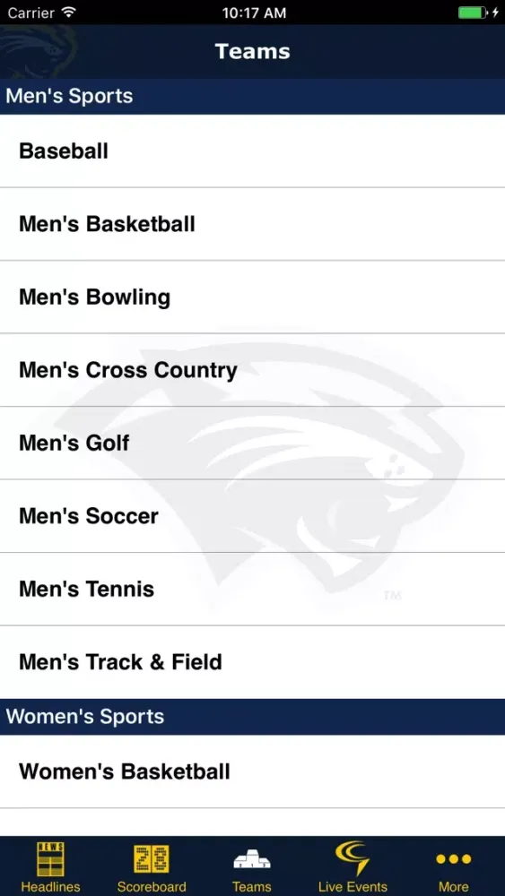 Capturas de pantalla de Spring Arbor University Cougar Athletics