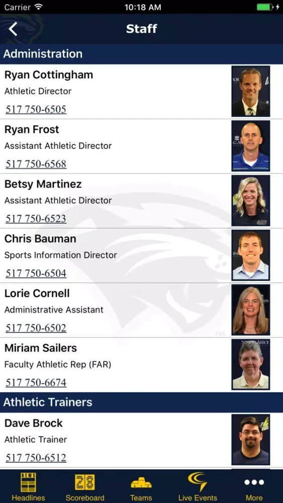 Capturas de pantalla de Spring Arbor University Cougar Athletics