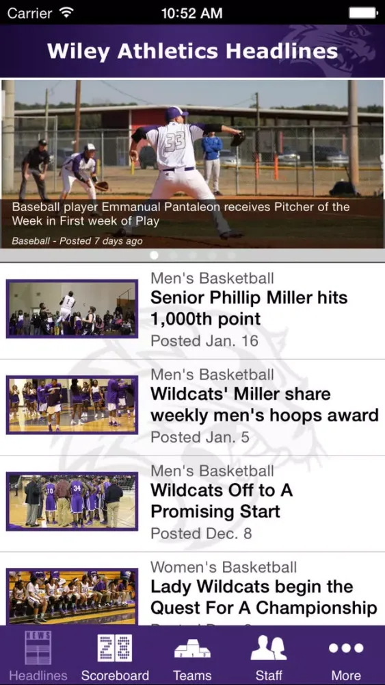 ภาพหน้าจอของ Wiley College Athletics