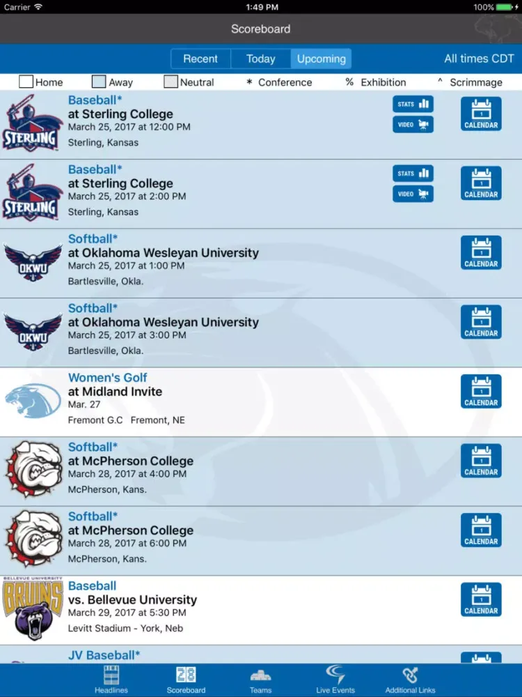 York College Athletics iPad  Ekran Görüntüleri