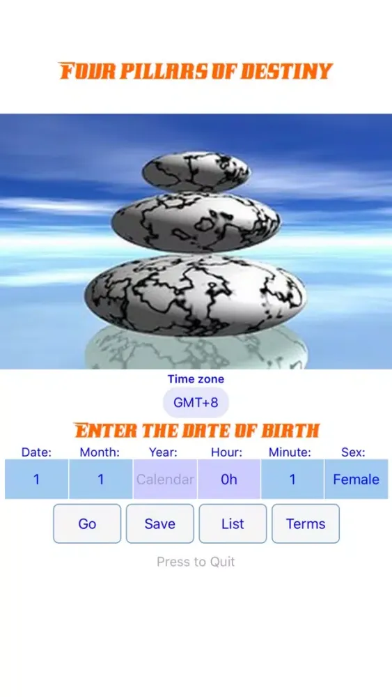 Tangkapan skrin Bazi Calculator