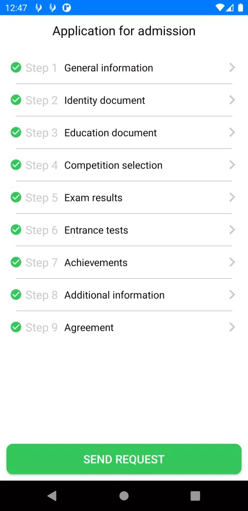 Capturas de tela do Apply to NCFU