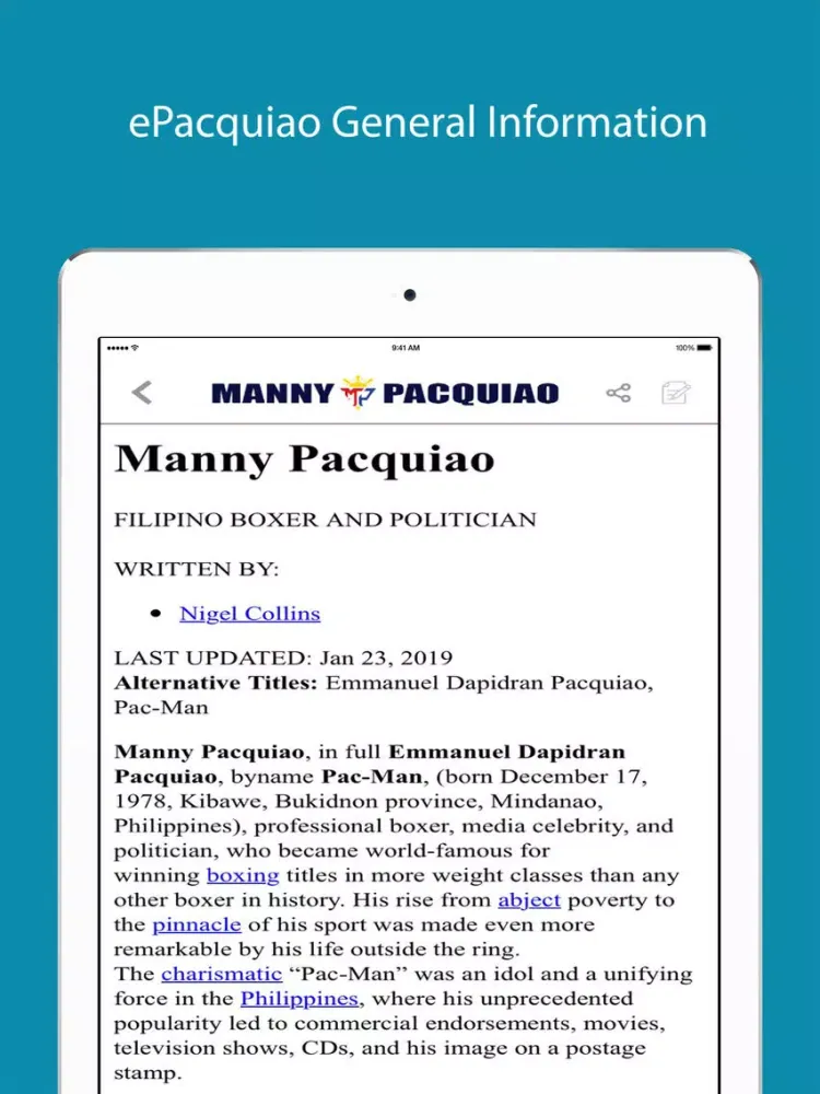 ePacquiao iPad 應用截圖
