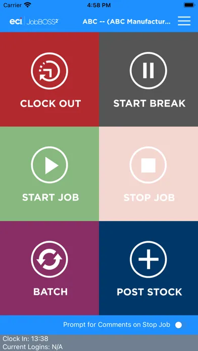 Capturas de tela do JobBoss²  Employee DC