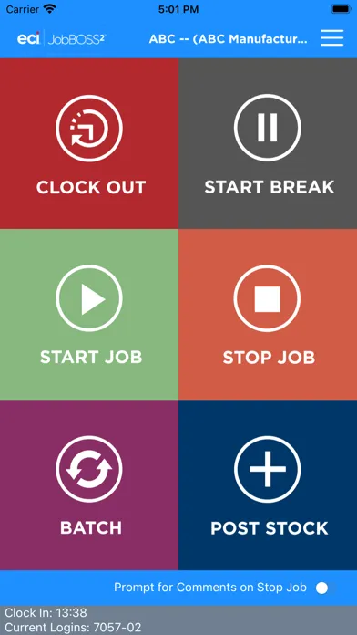 Capturas de tela do JobBoss²  Employee DC