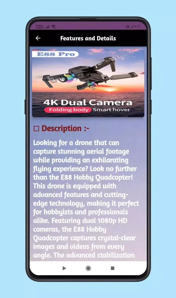 Zrzuty ekranu e88 pro drone guide