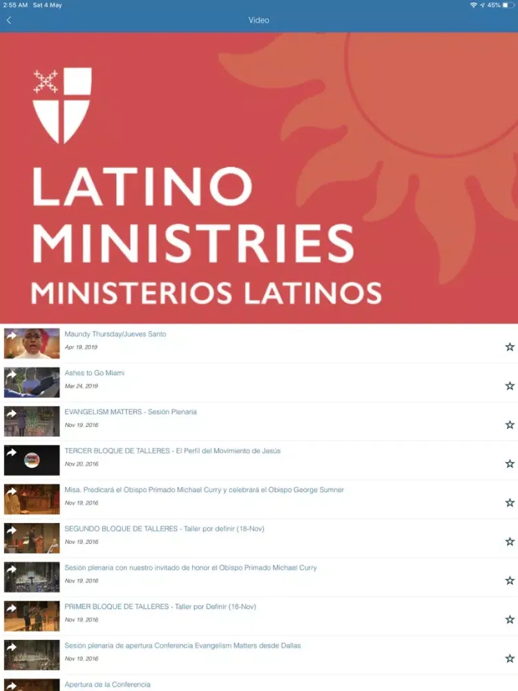 Tangkapan skrin Evento de Jóvenes Episcopales iPad 