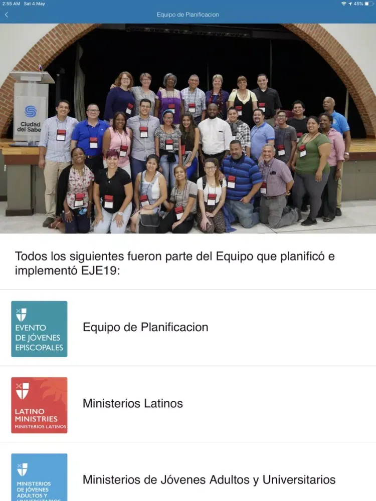 Tangkapan skrin Evento de Jóvenes Episcopales iPad 