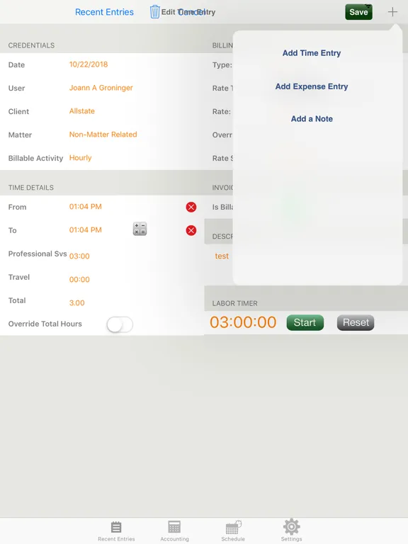 صور Time and Billing by eBillity iPad 