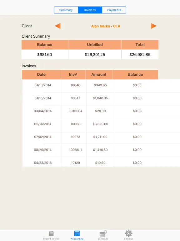 صور Time and Billing by eBillity iPad 