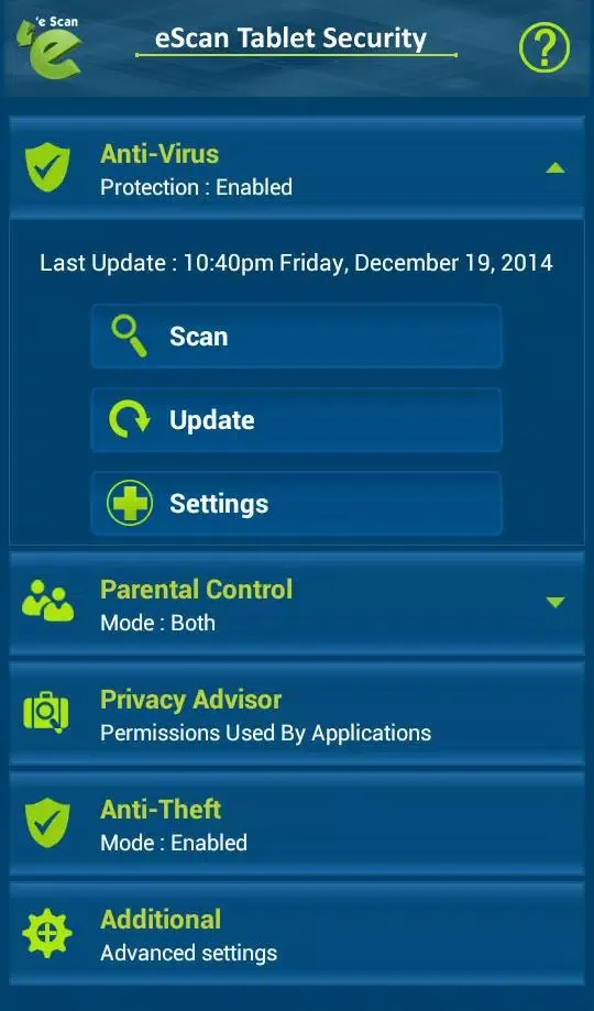 Скриншоты eScan Tablet Security