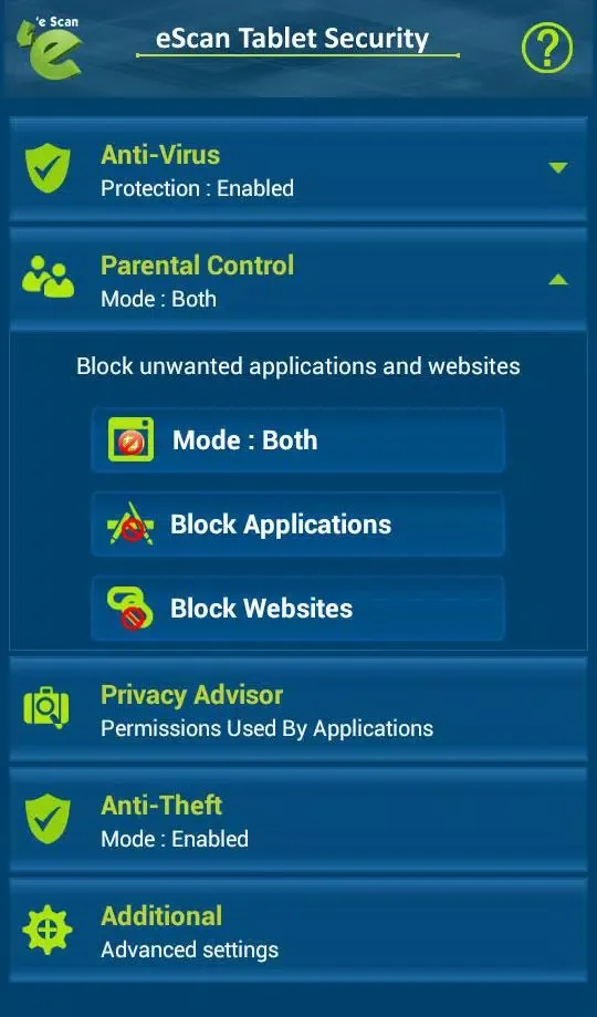 Скриншоты eScan Tablet Security