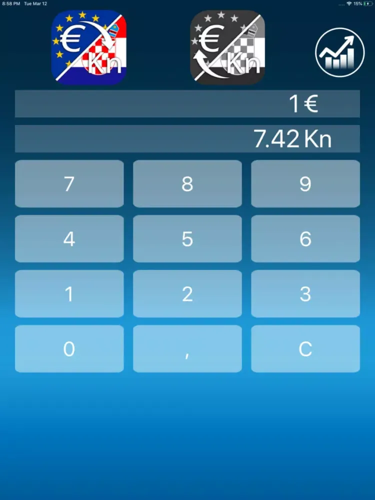 Croatian kuna Euro converter iPad  स्क्रीनशॉट