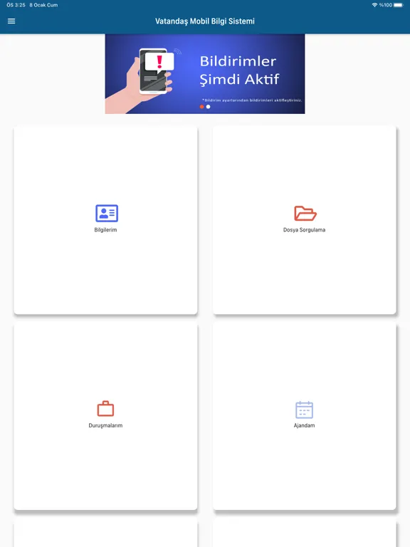 Screenshot di e-Adalet Vatandaş iPad 