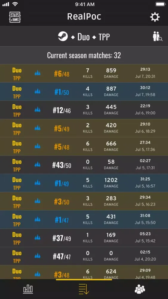 Ảnh chụp màn hình của Stats & Ranks for PUBG