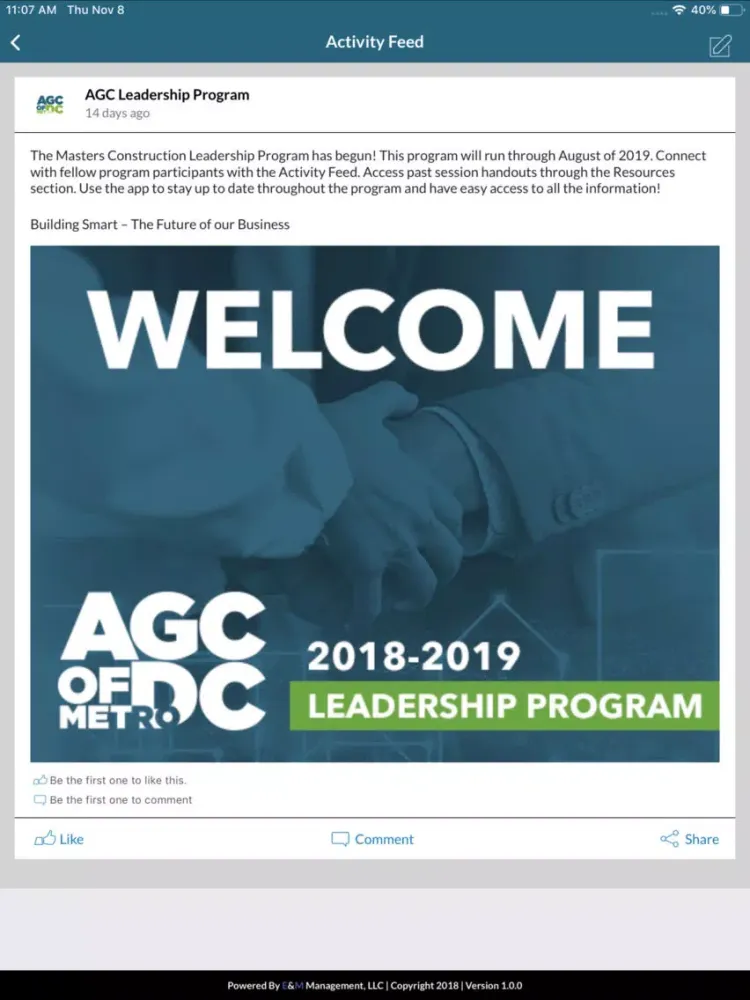 Ảnh chụp màn hình của AGC of DC Leadership Program iPad 