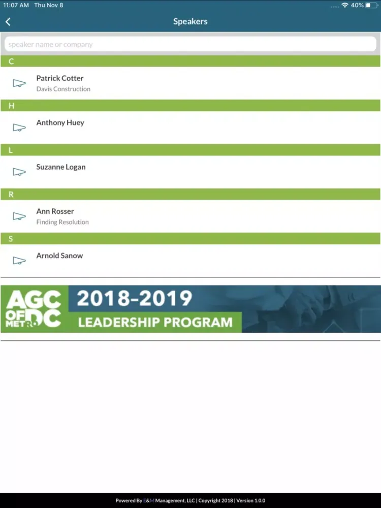 Ảnh chụp màn hình của AGC of DC Leadership Program iPad 