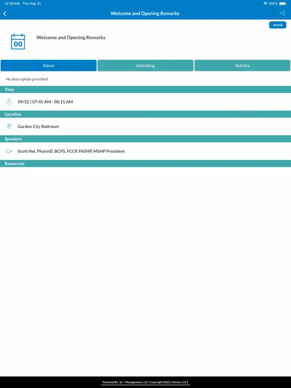 Tangkapan layar MSHP Midyear Clinical Meeting iPad 