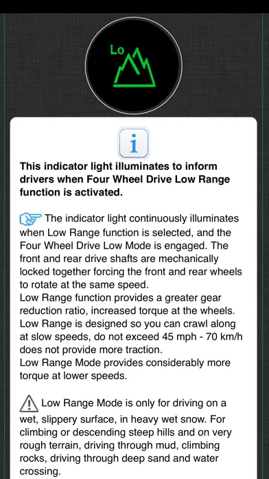 ภาพหน้าจอของ Land Rover Warning Lights Info