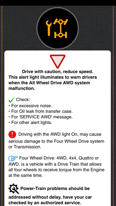 ภาพหน้าจอของ Land Rover Warning Lights Info