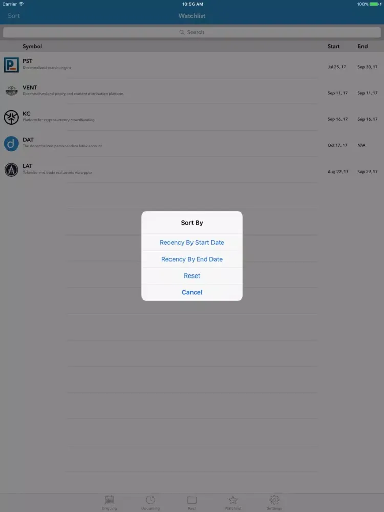ภาพหน้าจอของ ICO Calendar iPad 