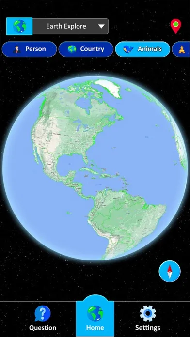 Capturas de tela do SpaceEarth: map country,animal