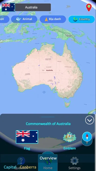 Capturas de tela do SpaceEarth: map country,animal