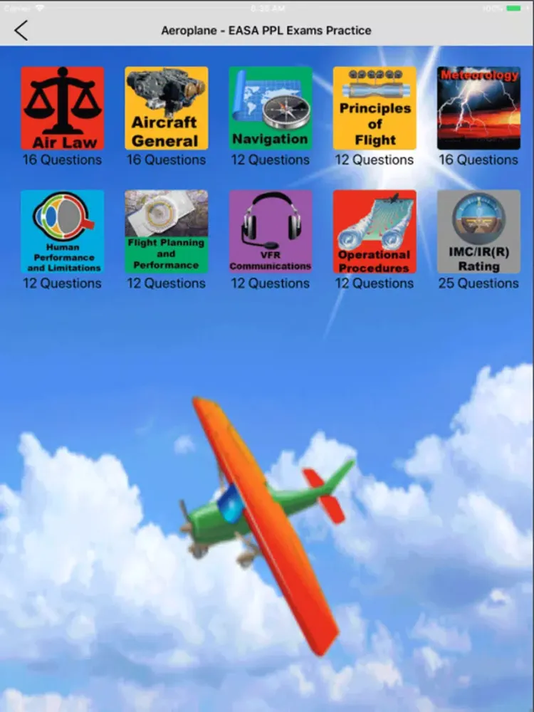 Capturas de tela do EASA PPL Exams iPad 