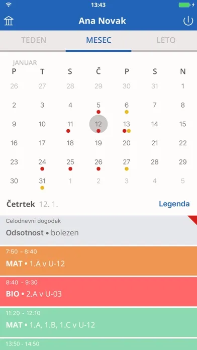 Capturas de tela do eAsistent za učitelja