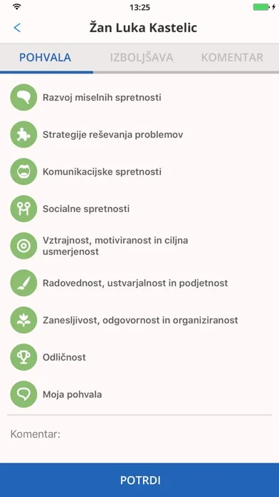 Capturas de tela do eAsistent za učitelja