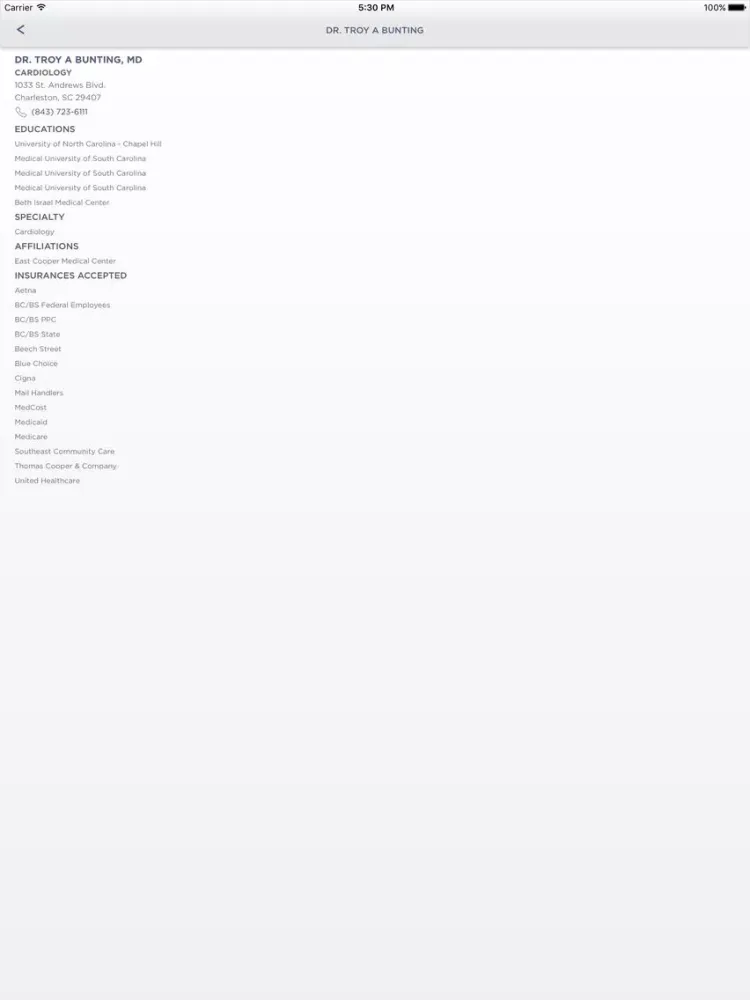 East Cooper Medical Center iPad  Screenshots