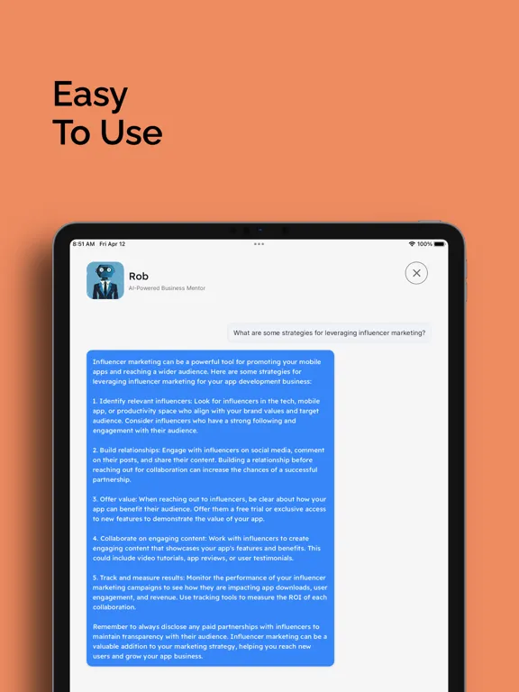 ภาพหน้าจอของ Small Business AI iPad 