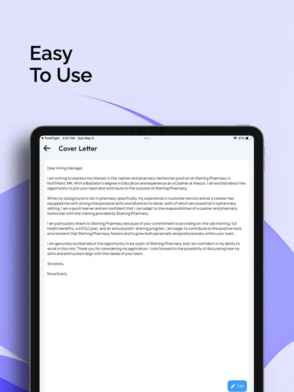 صور AI Cover Letter Creator iPad 