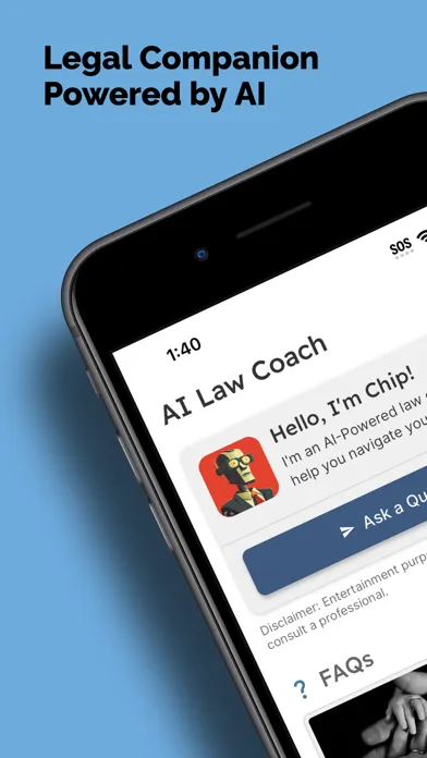 Capturas de tela do AI Law App