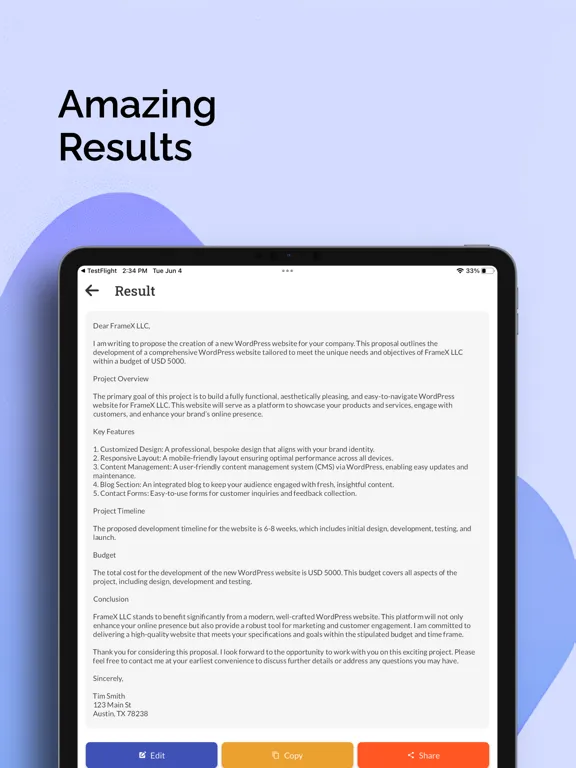 AI Proposal Generator iPad  स्क्रीनशॉट