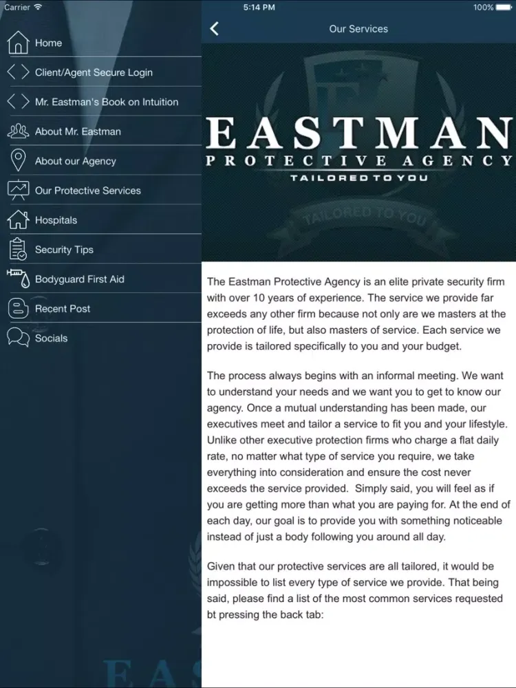 Eastman Protective Agency iPad  Screenshots
