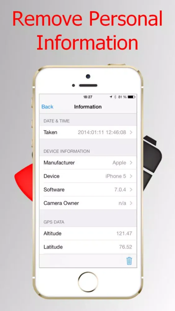 Ảnh chụp màn hình của Personal Info remover by Photo, EXIF Purger and GEO Viewer